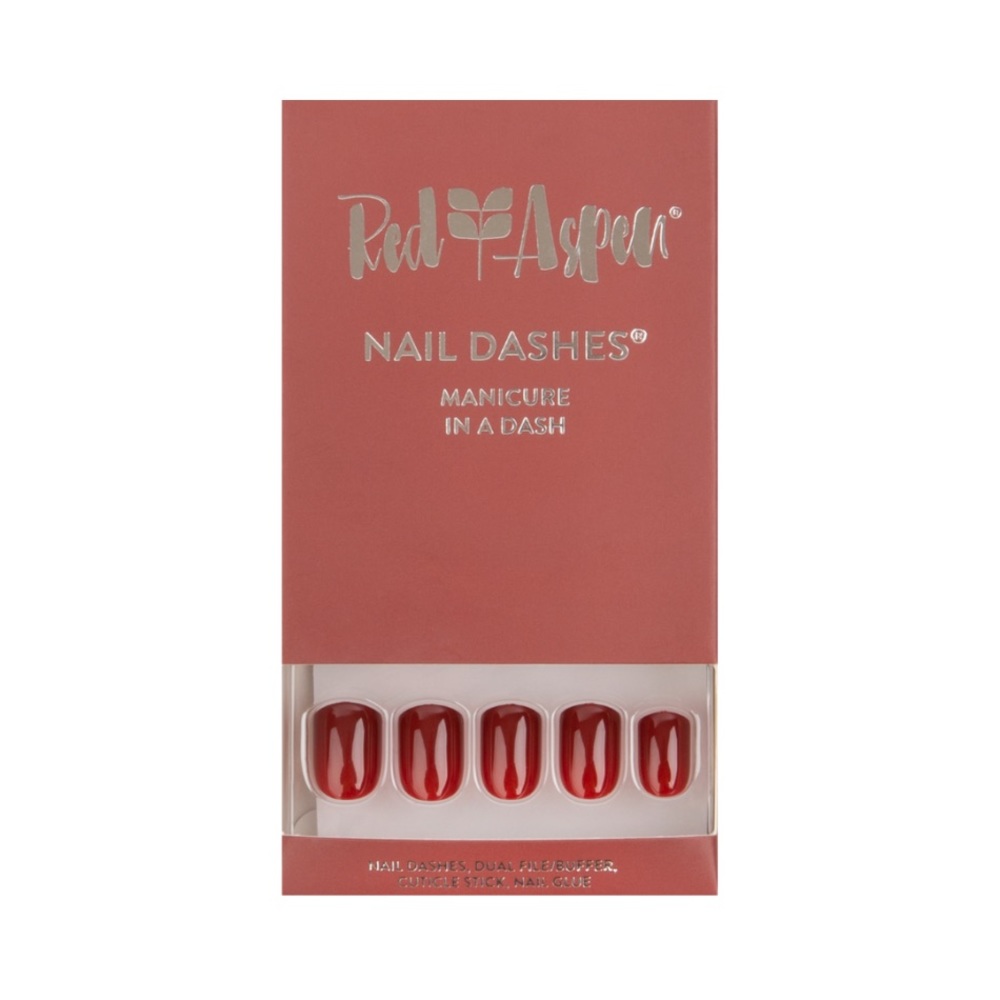 Red Aspen• Short Red Square-Shaped Press-On Nails